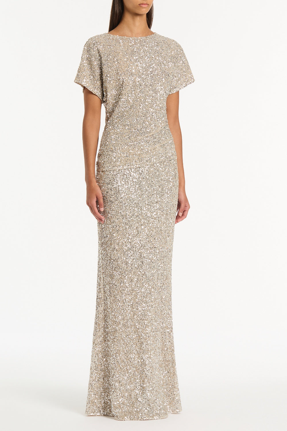 Carla Zampatti Ivory Crushed Sequin Column Skirt (Silver)