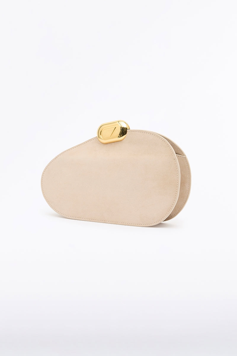 Carla Zampatti Cz Oval Suede Clutch (Ivory)