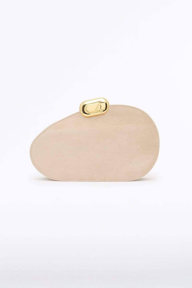 Image of Bags. Product name - Ivory Cz Oval Suede Clutch in Ivory colour by brand - Carla Zampatti