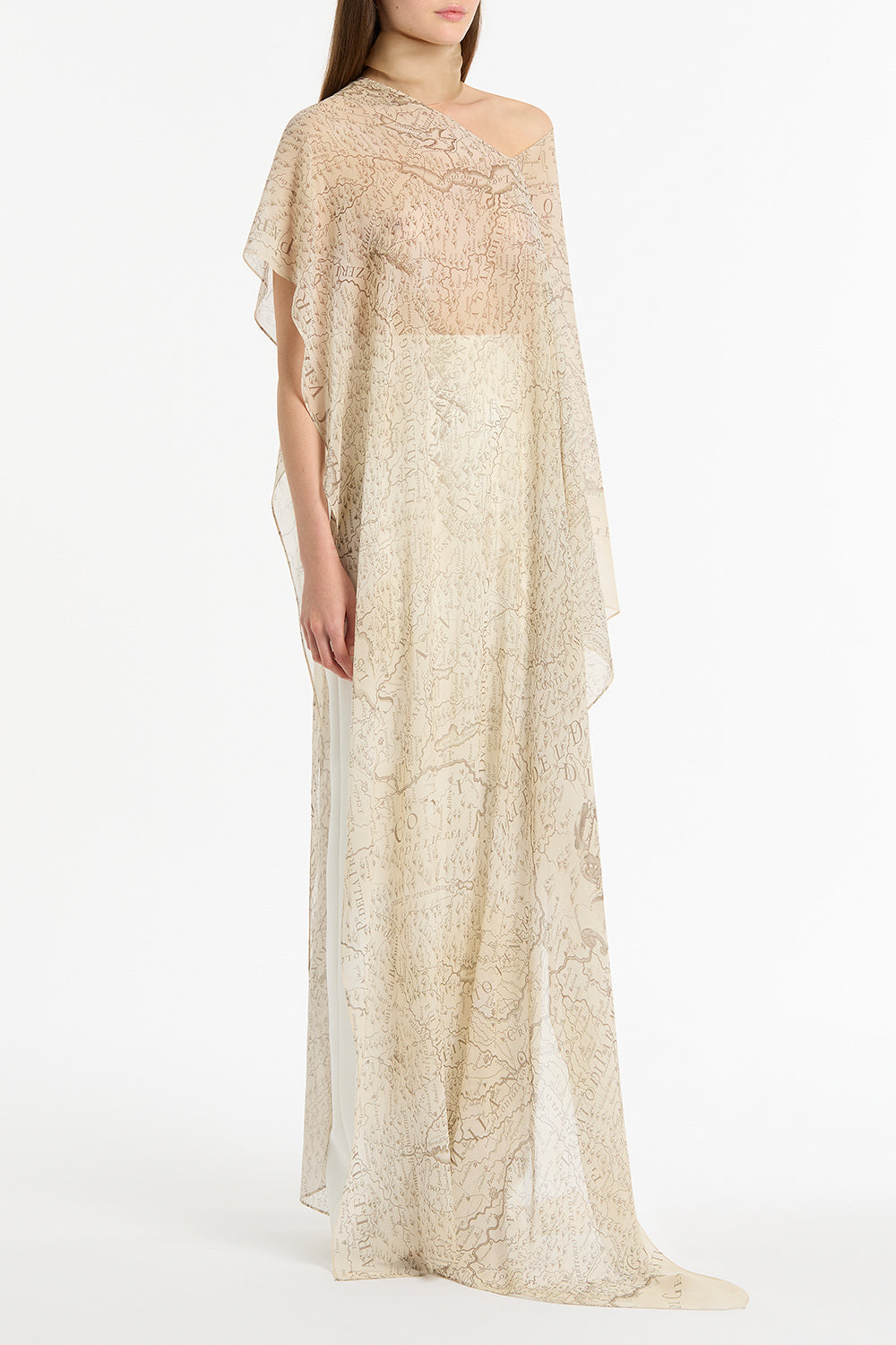 Carla Zampatti Ivory Draped Lombardia Viscose Georgette Wrap (White)
