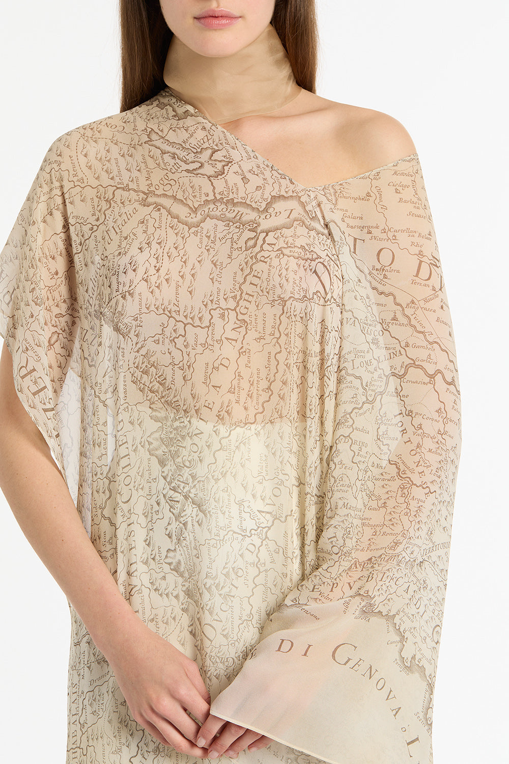 Carla Zampatti Ivory Draped Lombardia Viscose Georgette Wrap (White)