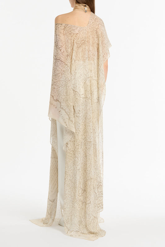 Carla Zampatti Ivory Draped Lombardia Viscose Georgette Wrap (White)