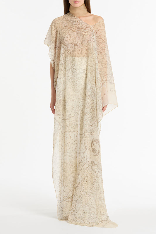 Image of Scarves & Shawls. Product name - Ivory Draped Lombardia Viscose Georgette Wrap in White colour by brand - Carla Zampatti