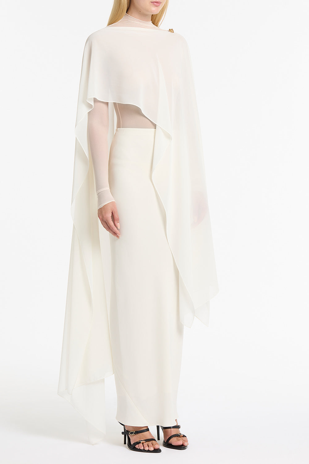 Carla Zampatti Ivory Georgette Cascata Wrap (Cream)