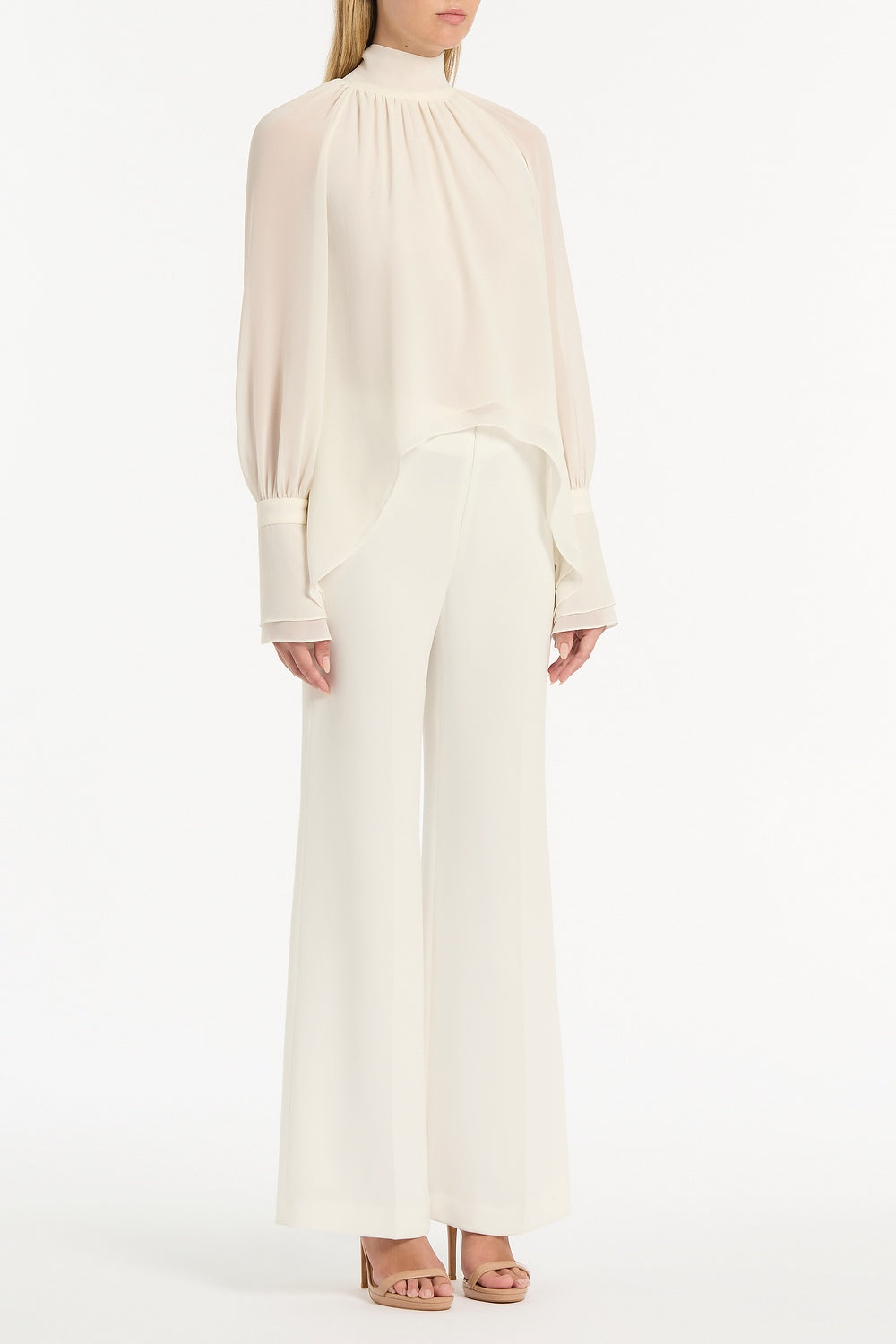 Carla Zampatti Ivory Georgette High Low Blouse (White)