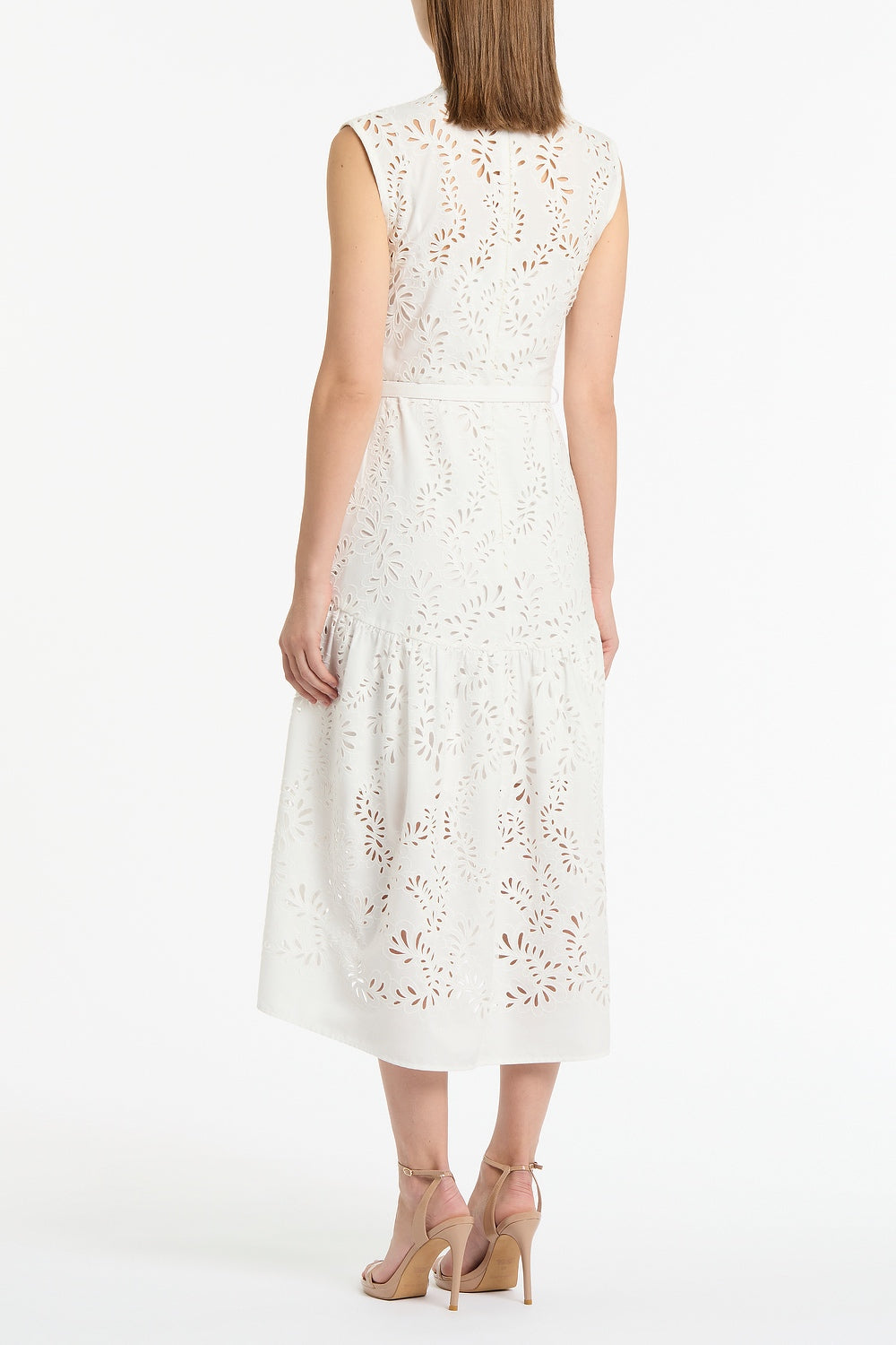 Carla Zampatti Lace Broderie Midi Dress (Ivory)