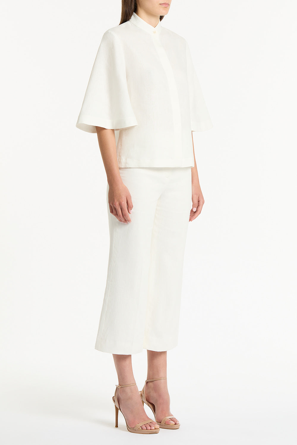 Carla Zampatti Ivory Linen Box Sleeve Shirt (White)