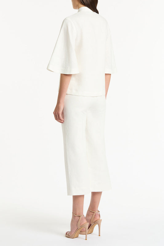 Carla Zampatti Ivory Linen Box Sleeve Shirt (White)