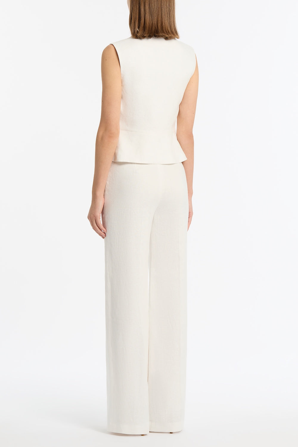 Carla Zampatti Linen Double Breasted Vest (Ivory)