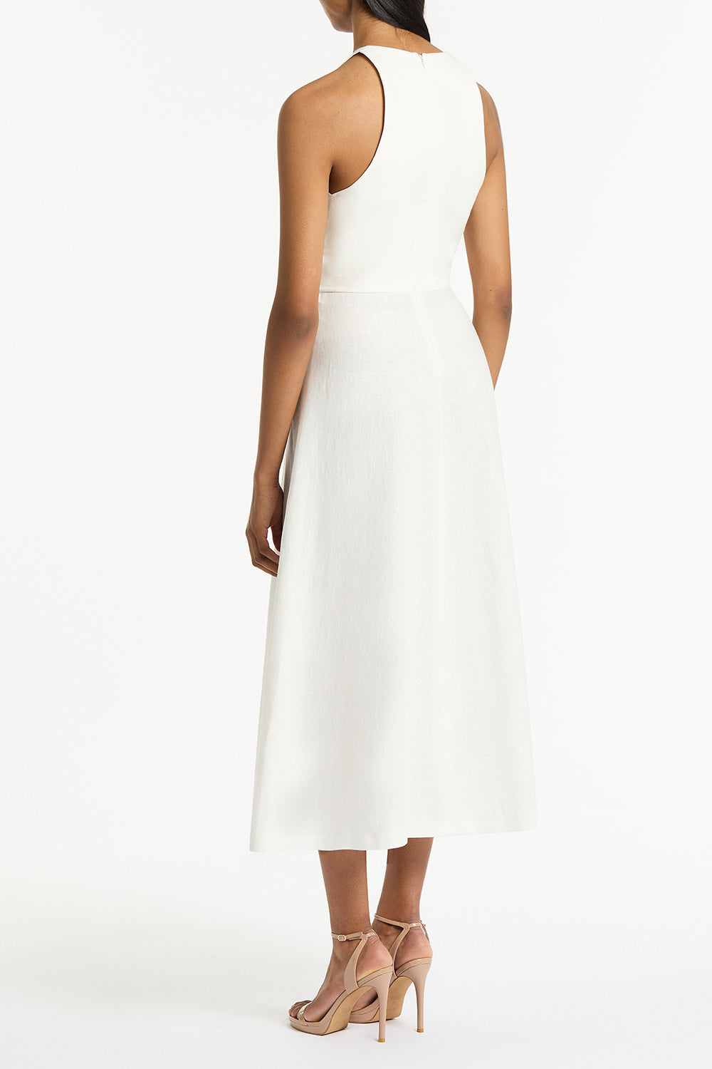 Carla Zampatti Ivory Linen V-Neck Wrap Dress (White)