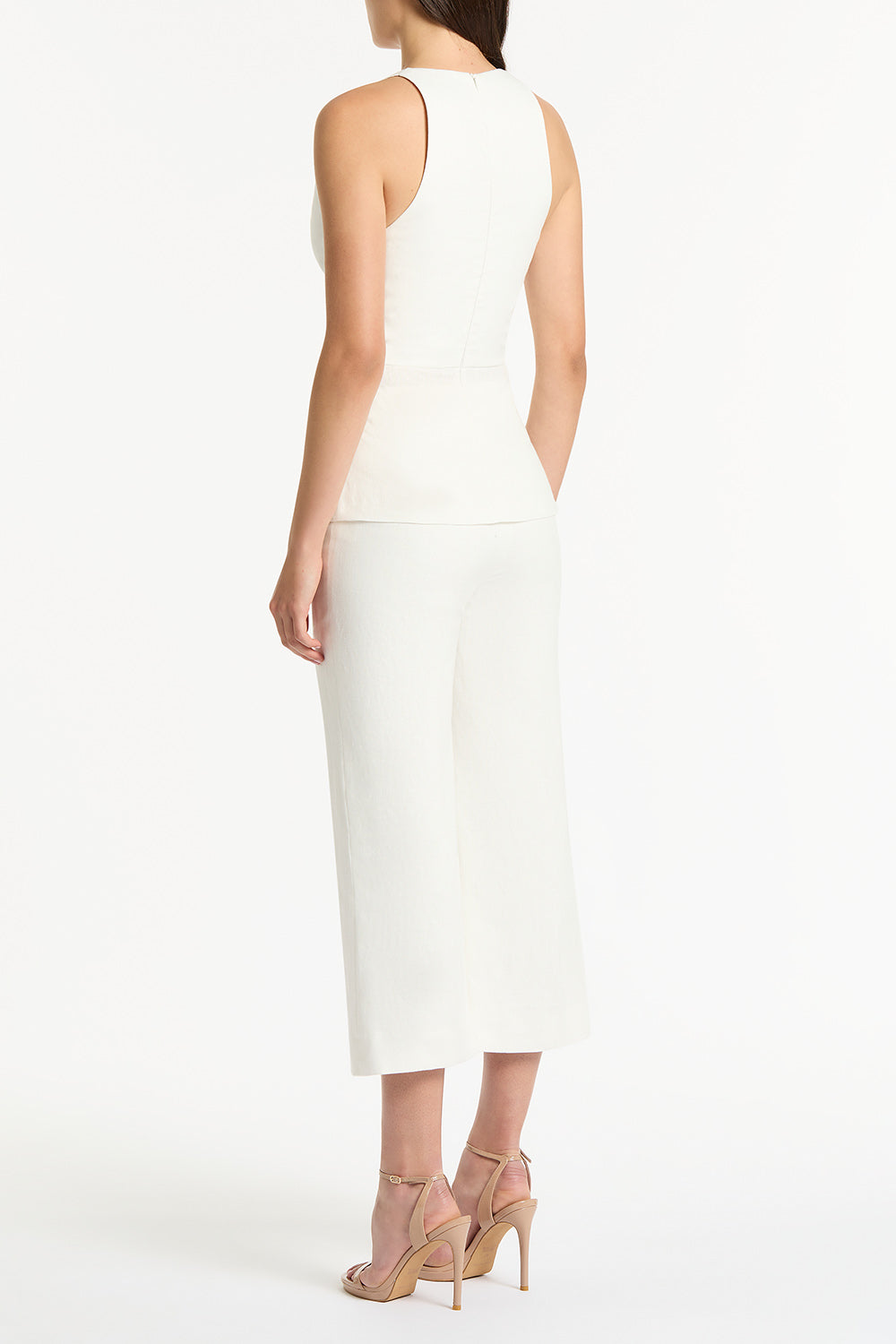 Carla Zampatti Ivory Linen V-Neck Wrap Top (White)