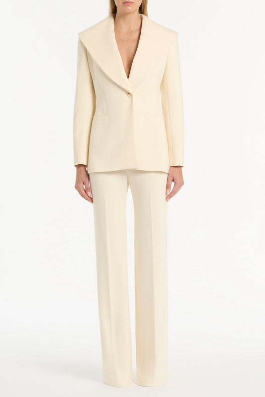 Image of Coats & Jackets. Product name - Ivory Ponte Wide Shawl Collar Jacket in Cream colour by brand - Carla Zampatti