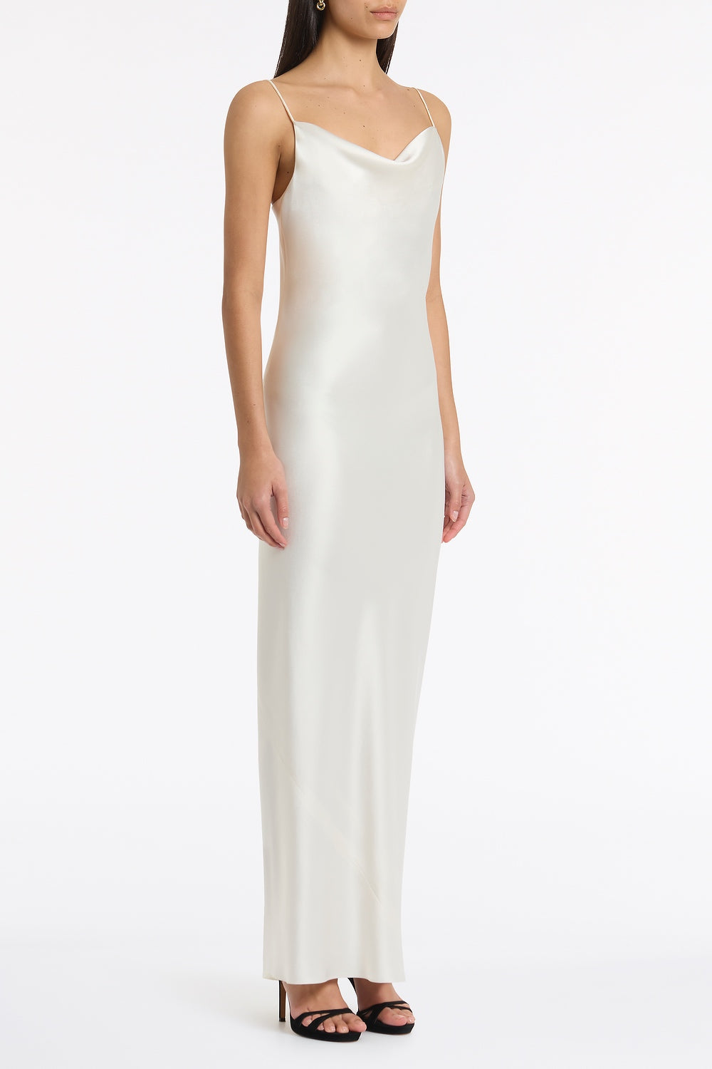 Carla Zampatti Satin Acetate Cowl Front Slip Gown (Ivory)