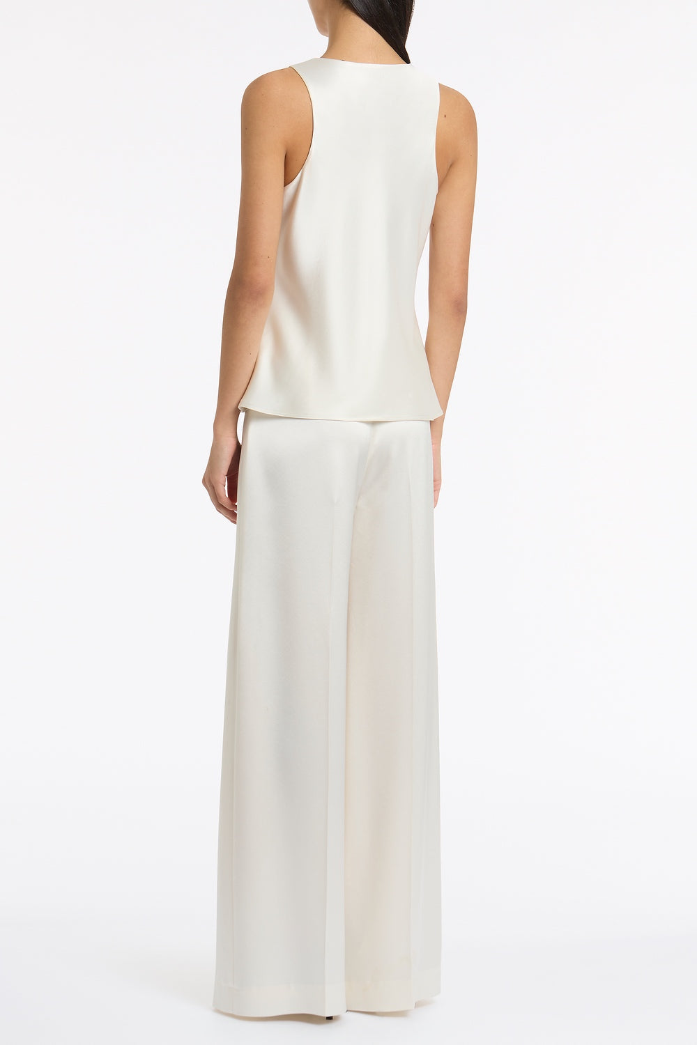 Carla Zampatti Satin Acetate Deep Pleat Pant (Ivory)