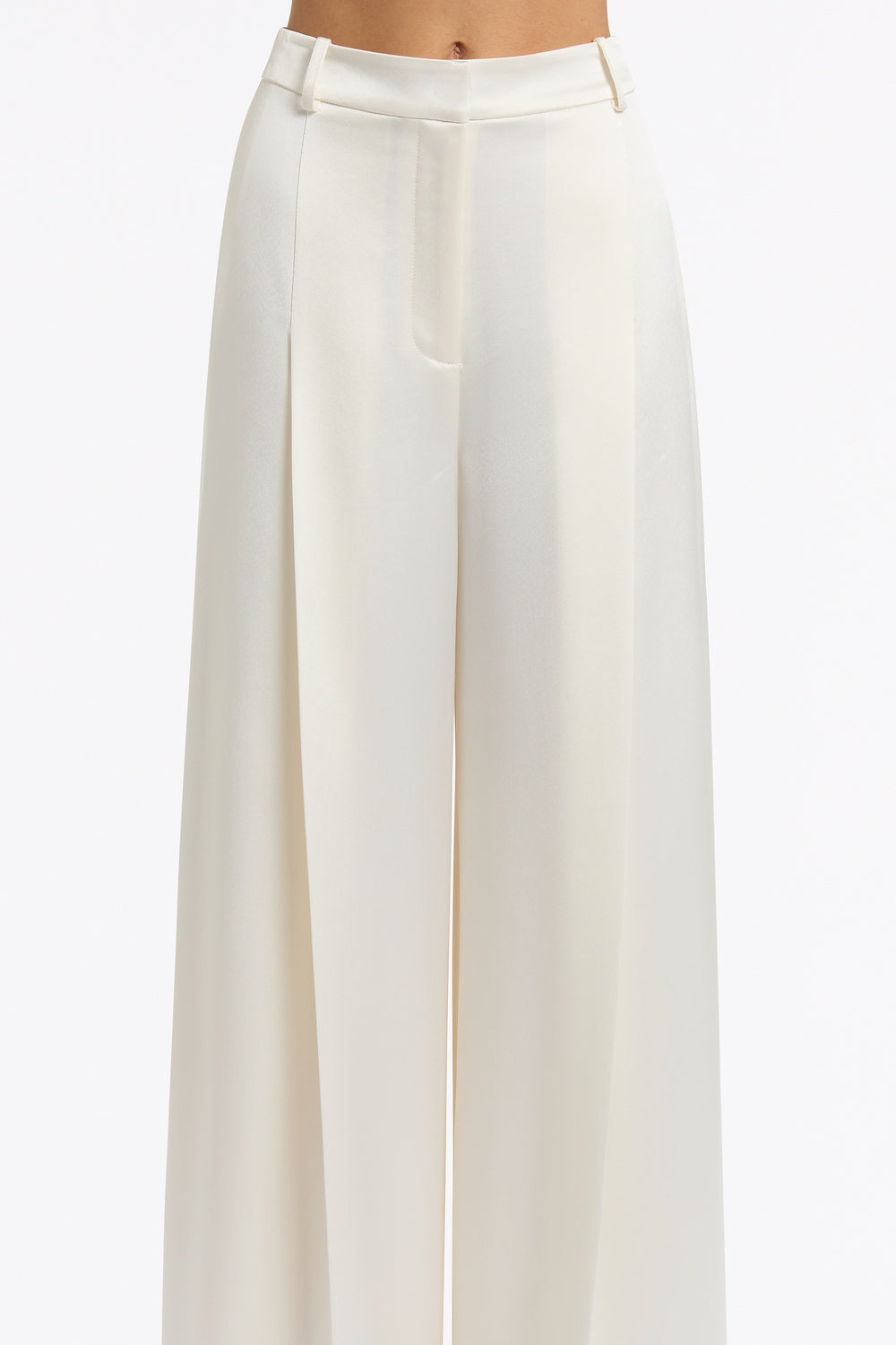 Carla Zampatti Satin Acetate Deep Pleat Pant (Ivory)
