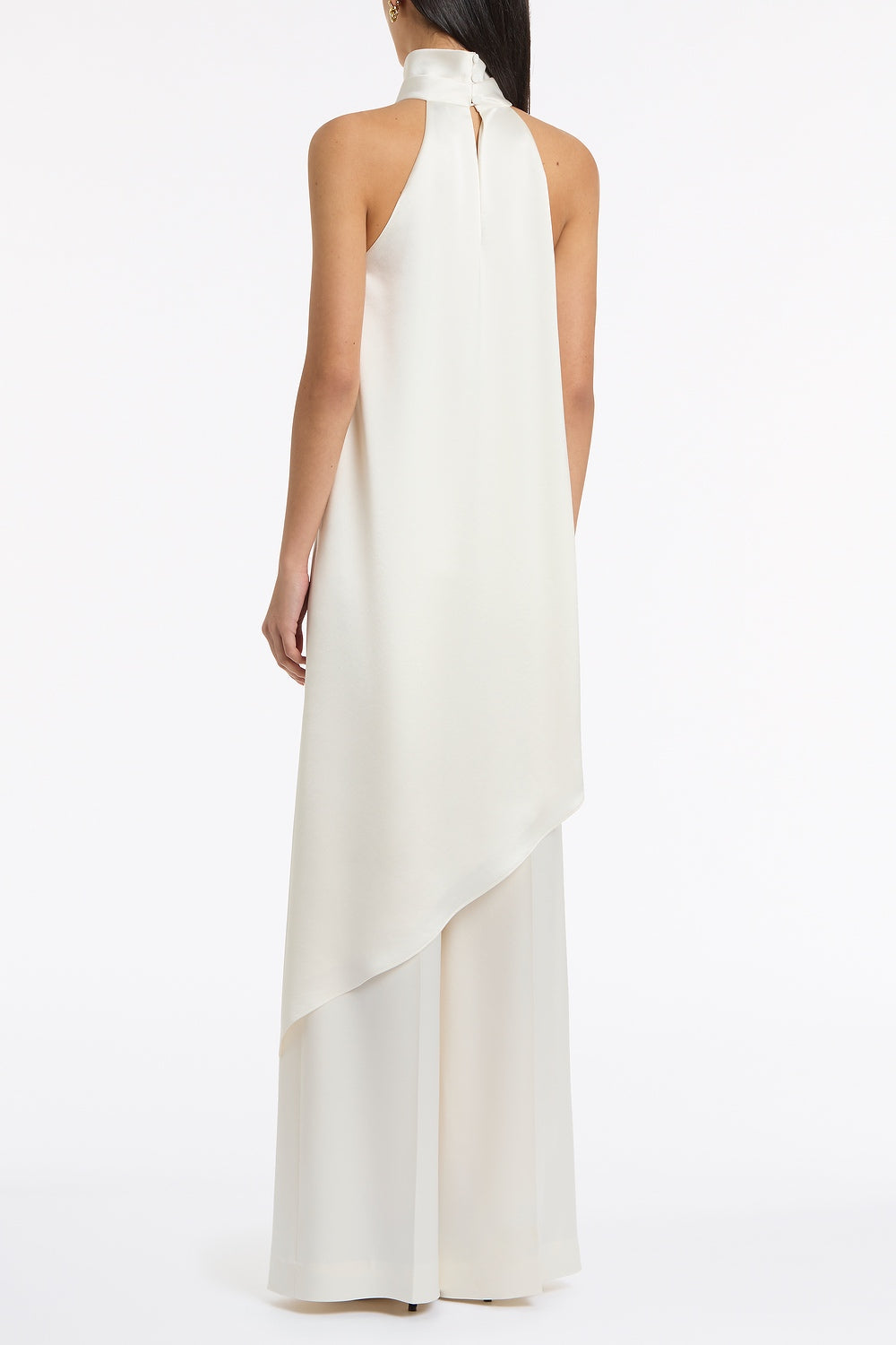 Carla Zampatti Satin Acetate Draped Asymmetric Top (Ivory)