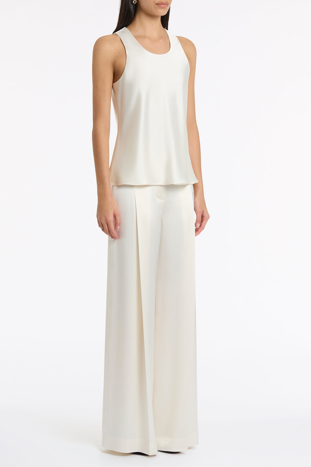 Carla Zampatti Satin Acetate Racer Tank (Ivory)