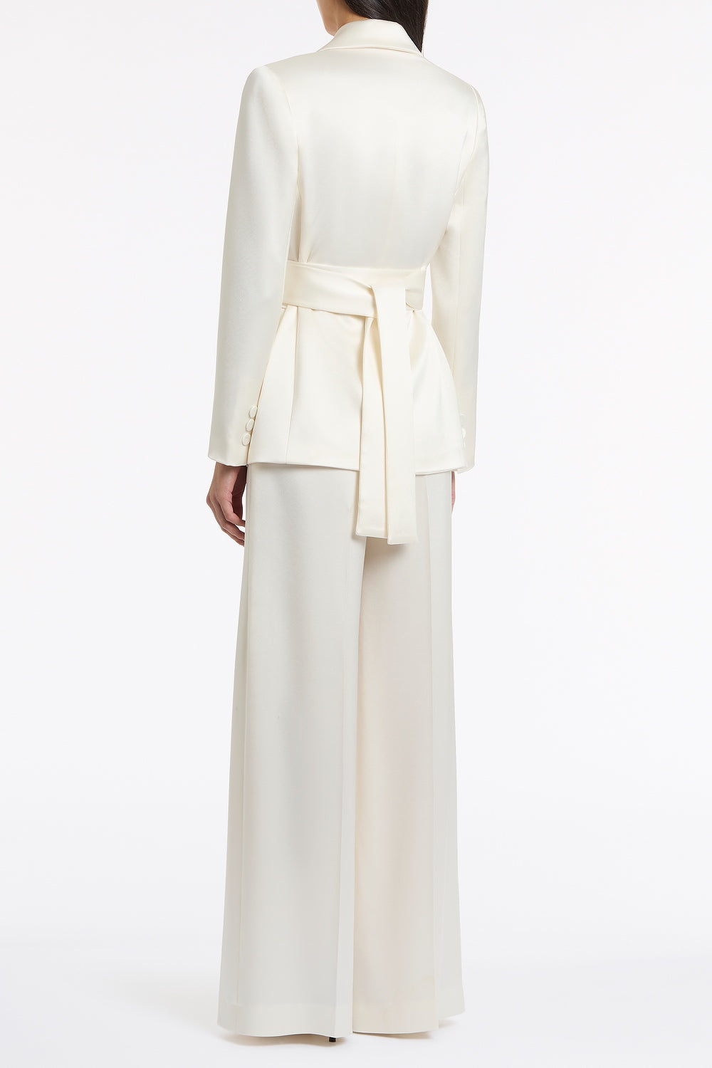 Carla Zampatti Satin Acetate Tie Waist Blazer (Ivory)