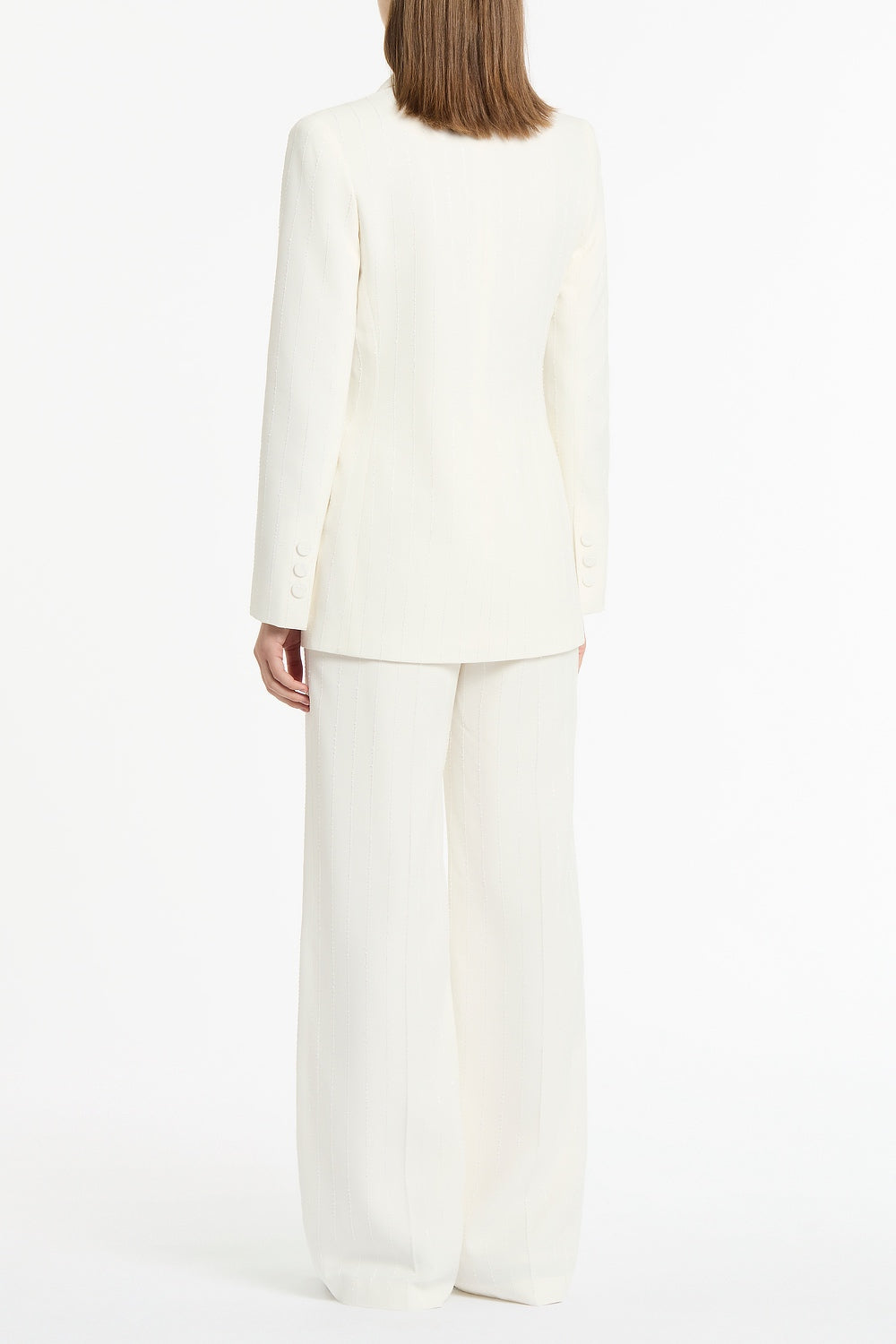 Carla Zampatti Ivory Starlight Twill Double Breasted Blazer (White)