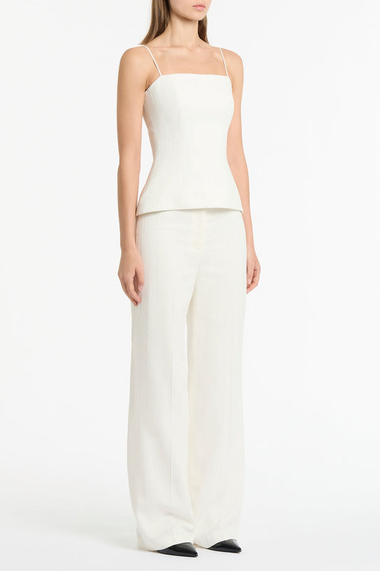 Carla Zampatti Ivory Starlight Twill Tuck Front Pant (White)