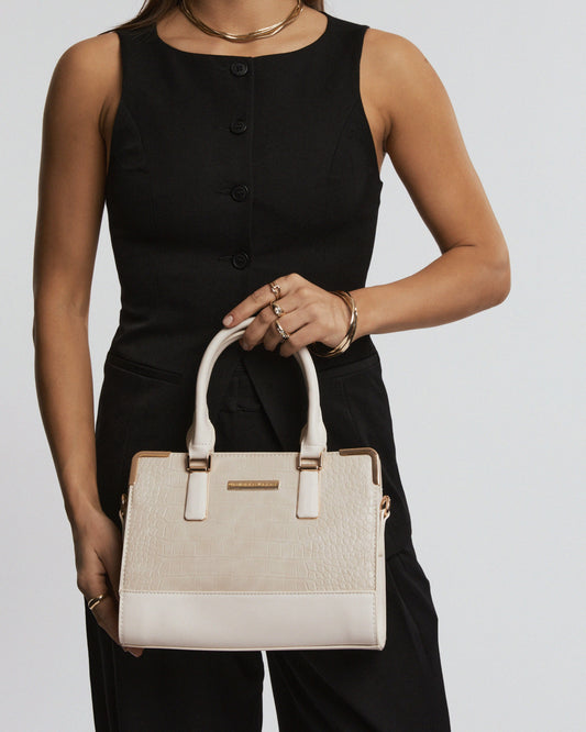 Image of Tote Bags. Productname: Colette Ivory Stef Panel Tote Bag in Ivory colour by brand - Colette