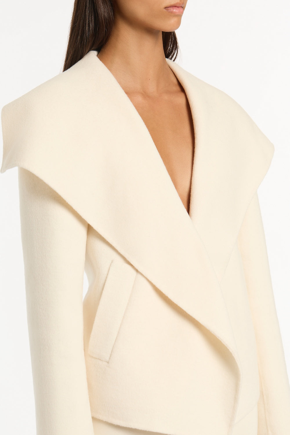 Carla Zampatti Ivory Wool Drape Front Jacket (White)