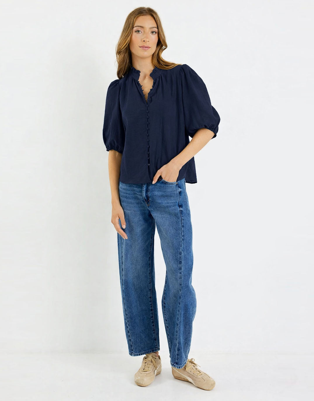 Ivy & Jack Continuance Short Sleeve Top (Navy)