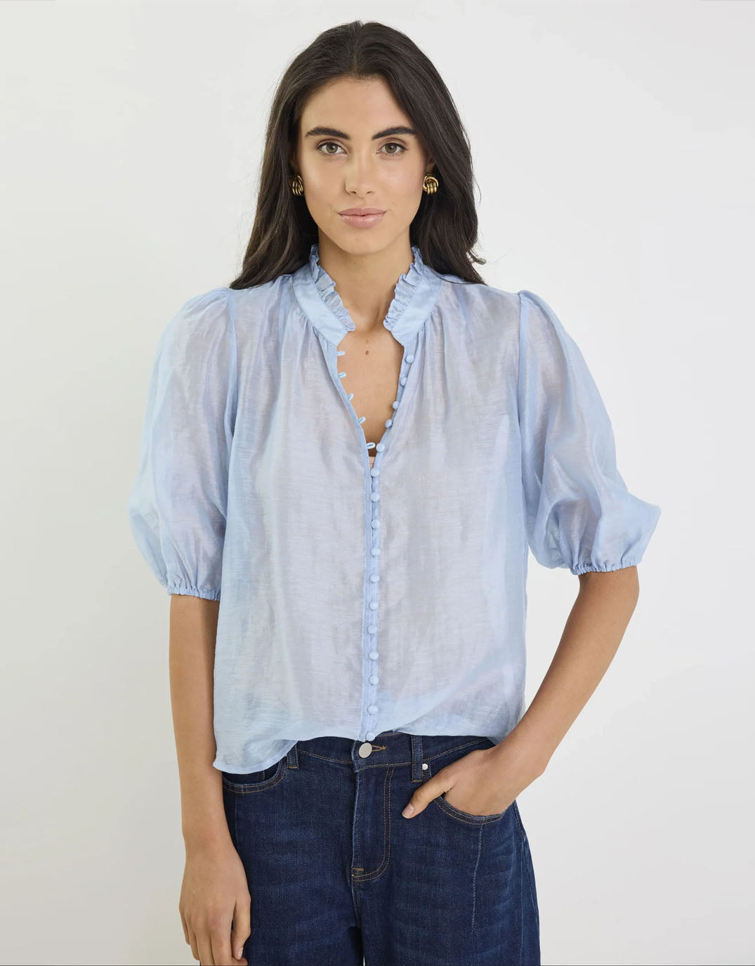 Ivy & Jack Continuance Short Sleeve Top (Pale Blue)