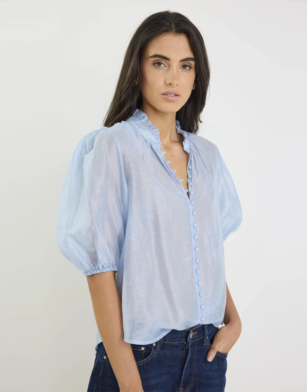 Ivy & Jack Continuance Short Sleeve Top (Pale Blue)