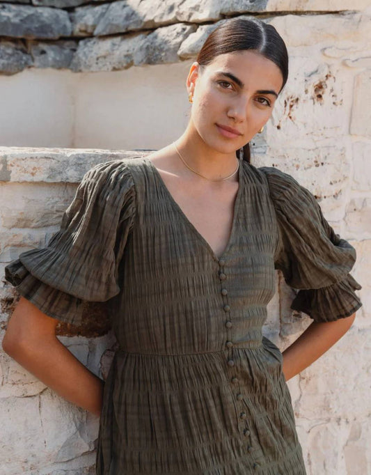 Dreamy Tiered Maxi Dress - (Khaki)