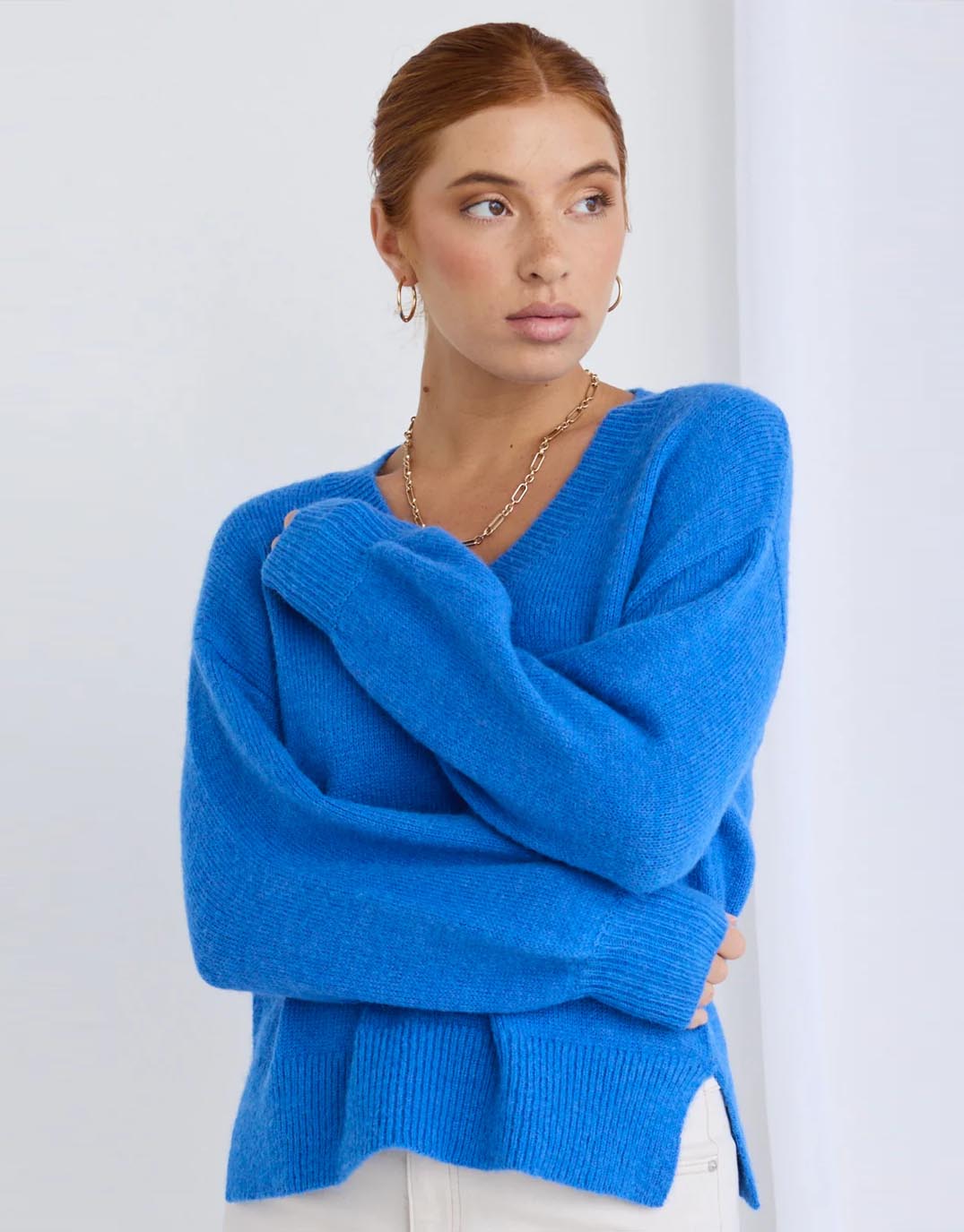 Ivy & Jack Harvest V Neck Knit (Azure Blue)