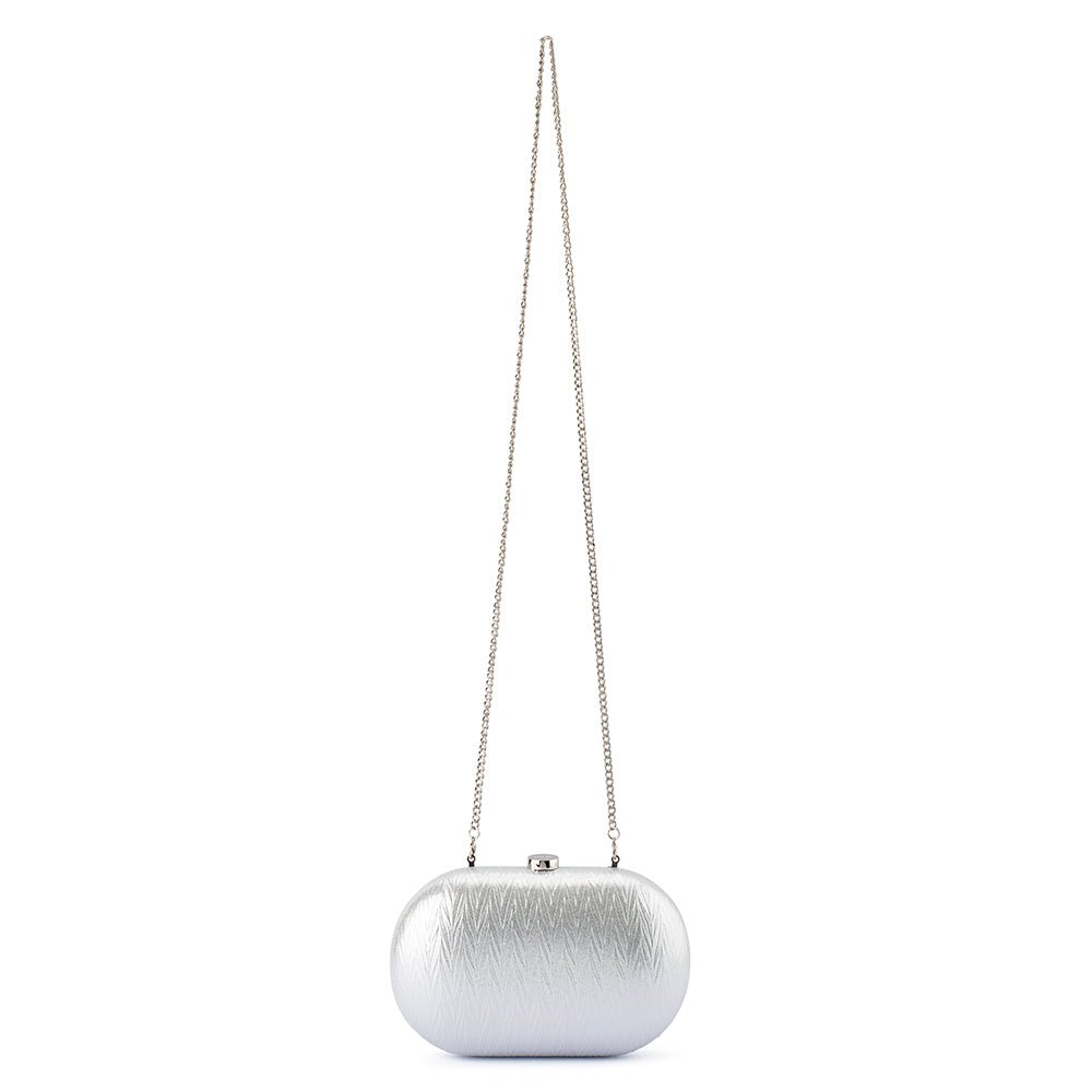 Olga Berg IZZA Oval Clutch (Silver)