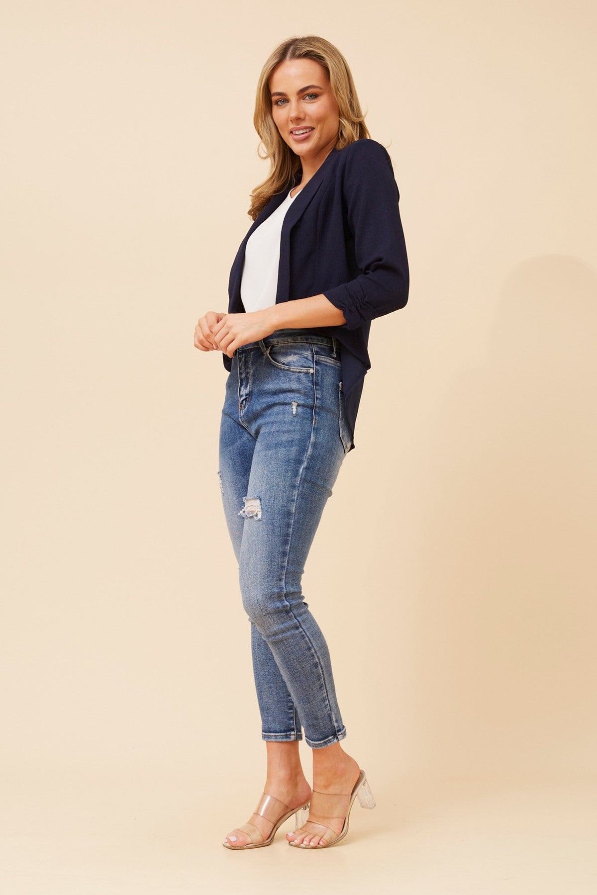 Caroline Morgan Australia ROXY CROP BLAZER JACKET (Black)