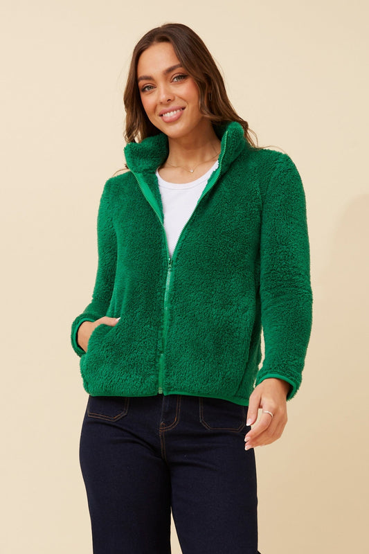 Image of Coats & Jackets. Product name - LYN TEDDY FUR JACKET in Amazon colour by brand - Caroline Morgan Australia