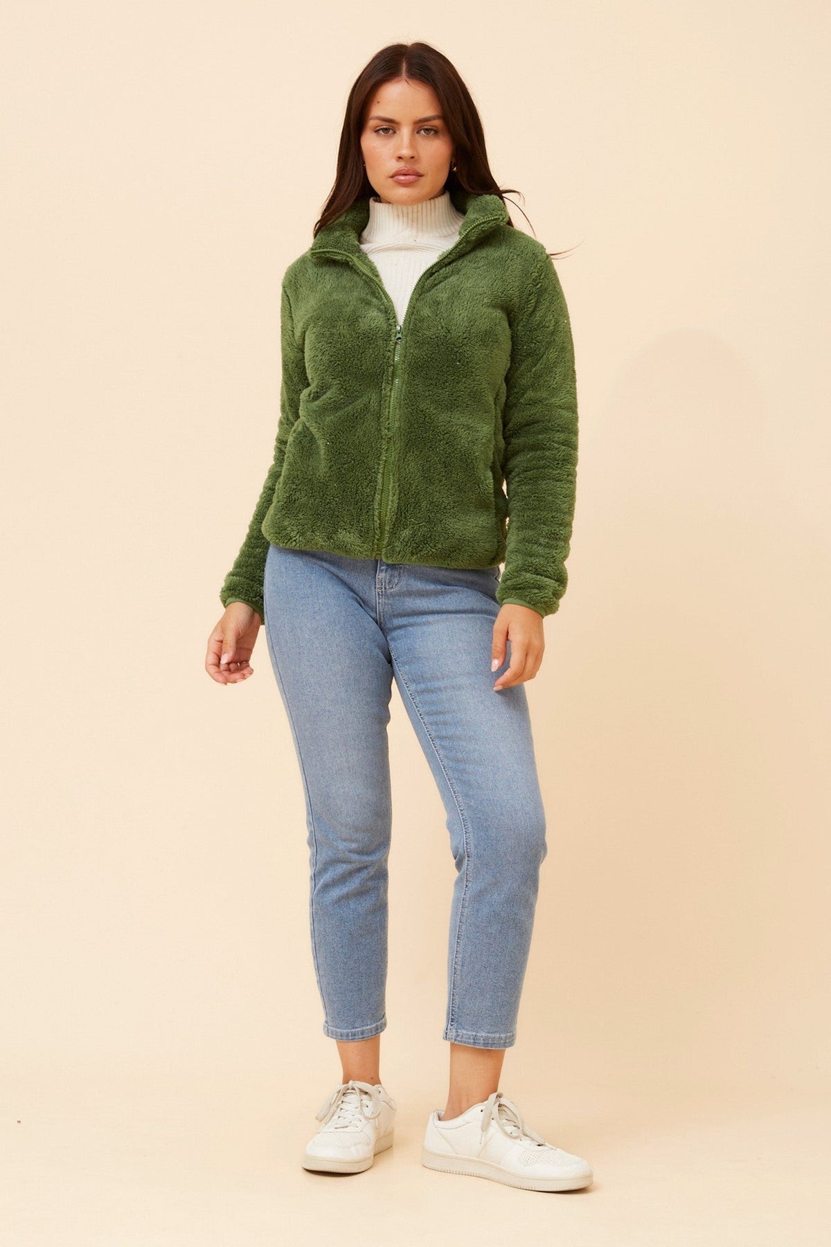 LYN TEDDY FUR JACKET (Artichoke)