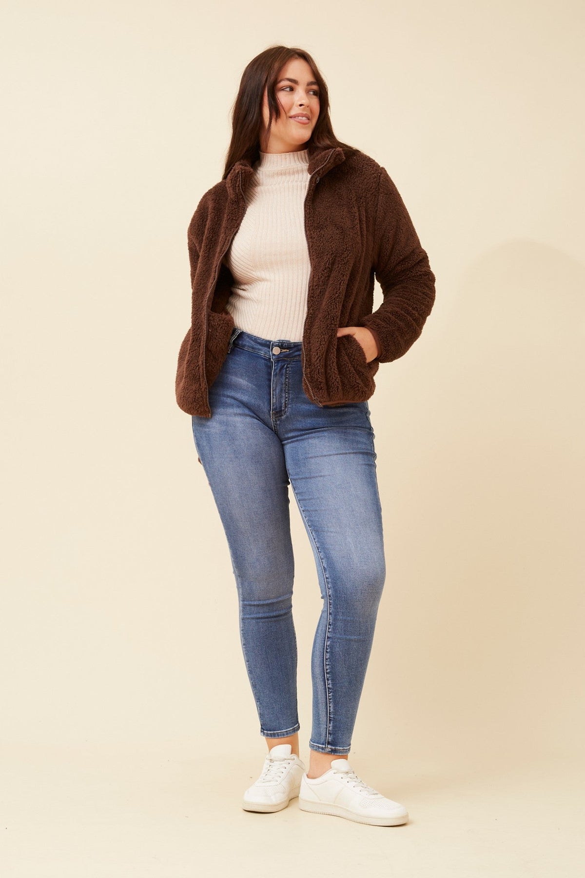 Caroline Morgan Australia LYN TEDDY FUR JACKET (Chocolate)