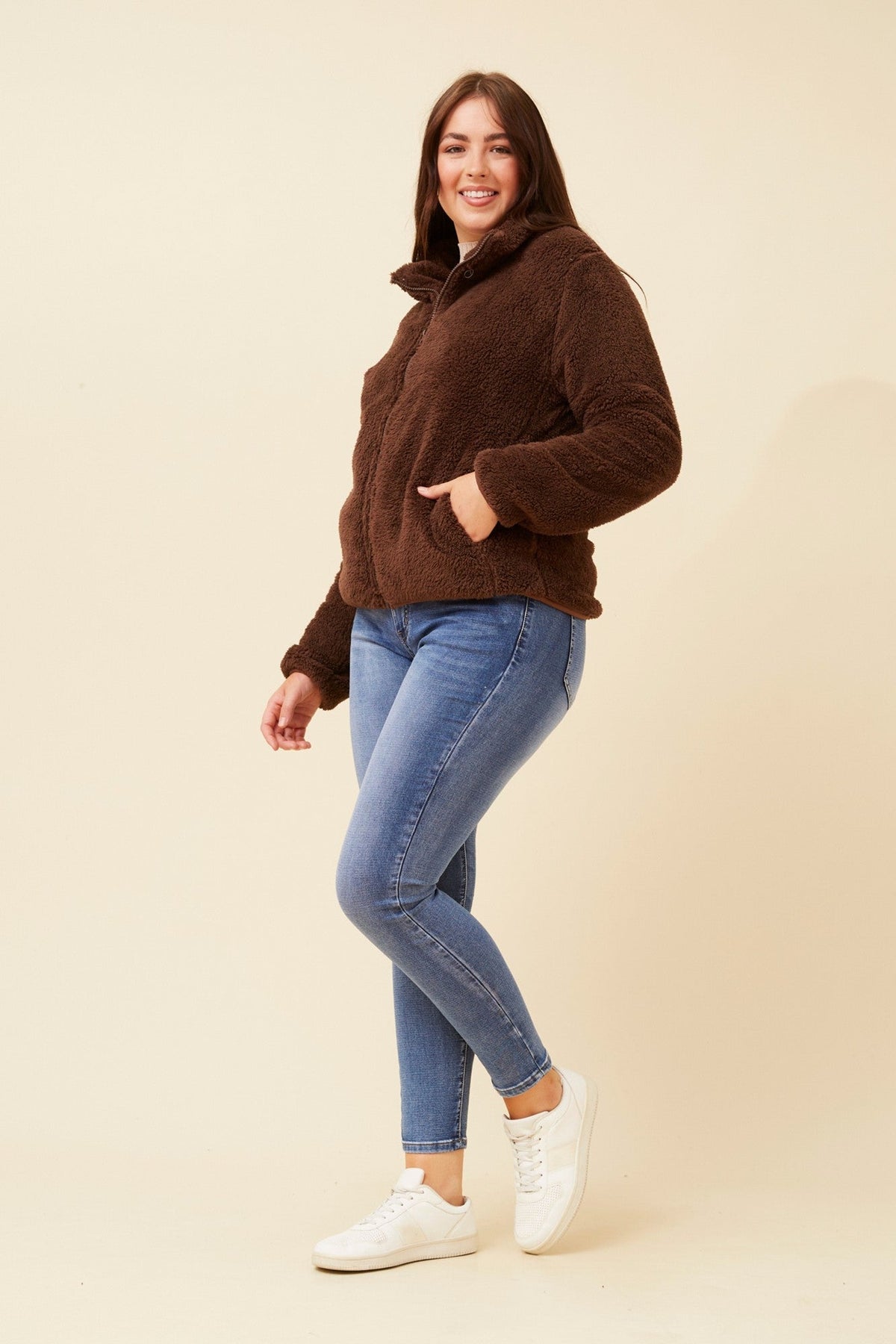 Caroline Morgan Australia LYN TEDDY FUR JACKET (Chocolate)