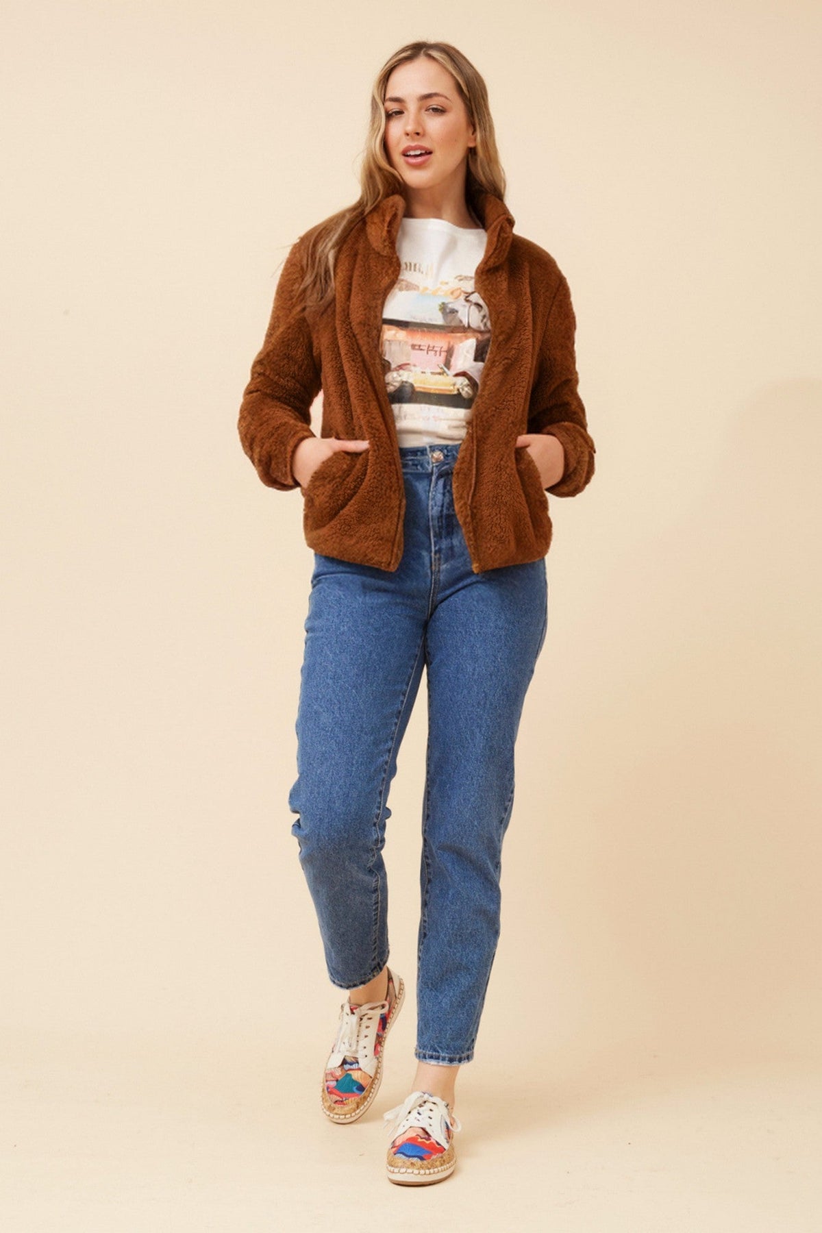 Caroline Morgan Australia LYN TEDDY FUR JACKET (Cinnamon)