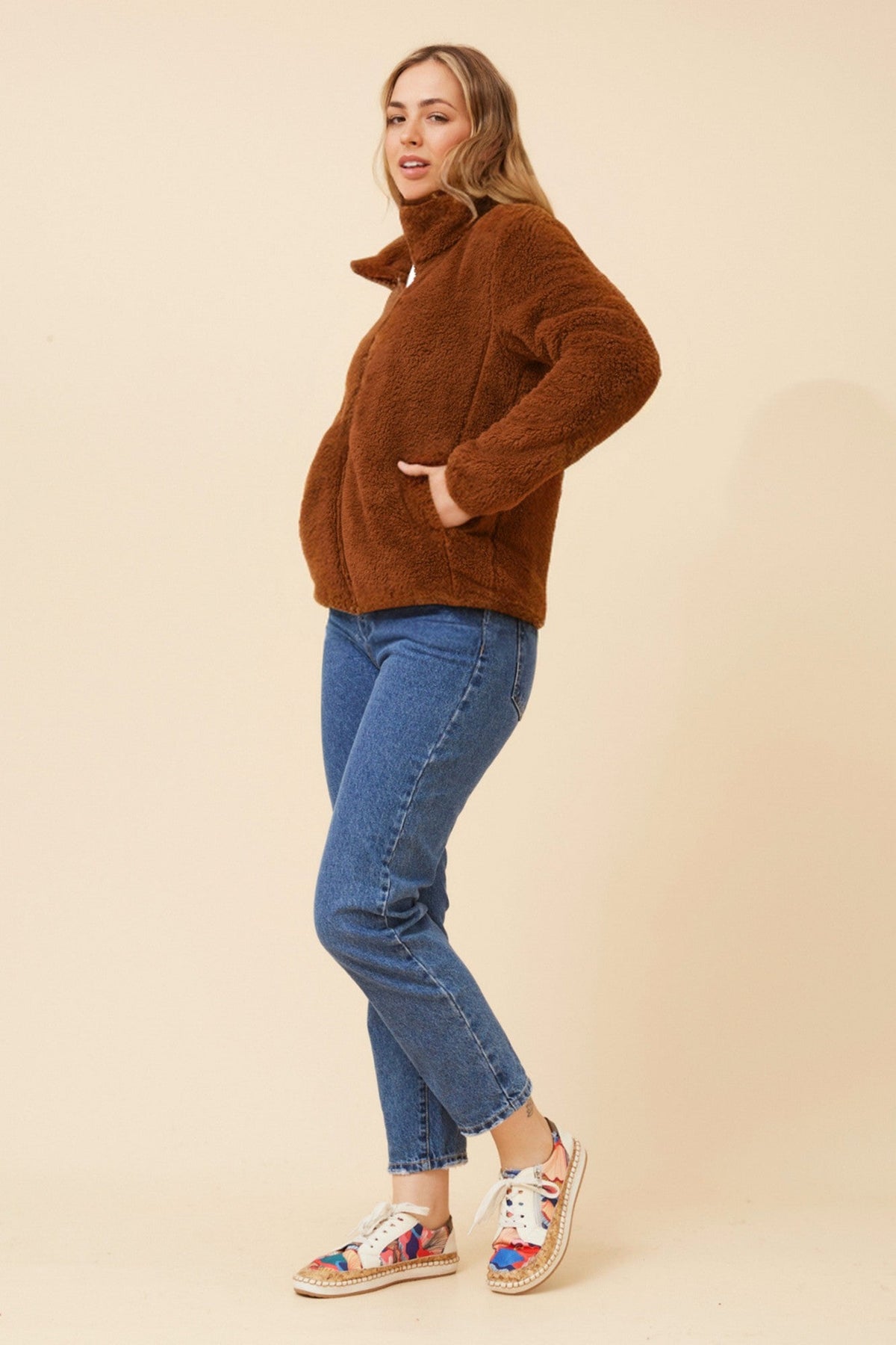 Caroline Morgan Australia LYN TEDDY FUR JACKET (Cinnamon)