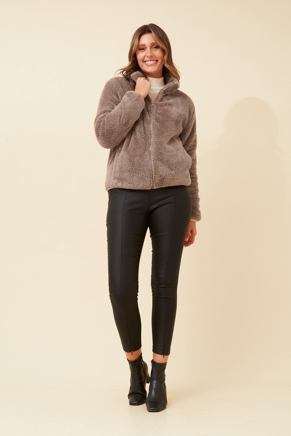 Caroline Morgan Australia LYN TEDDY FUR JACKET (Mocha)