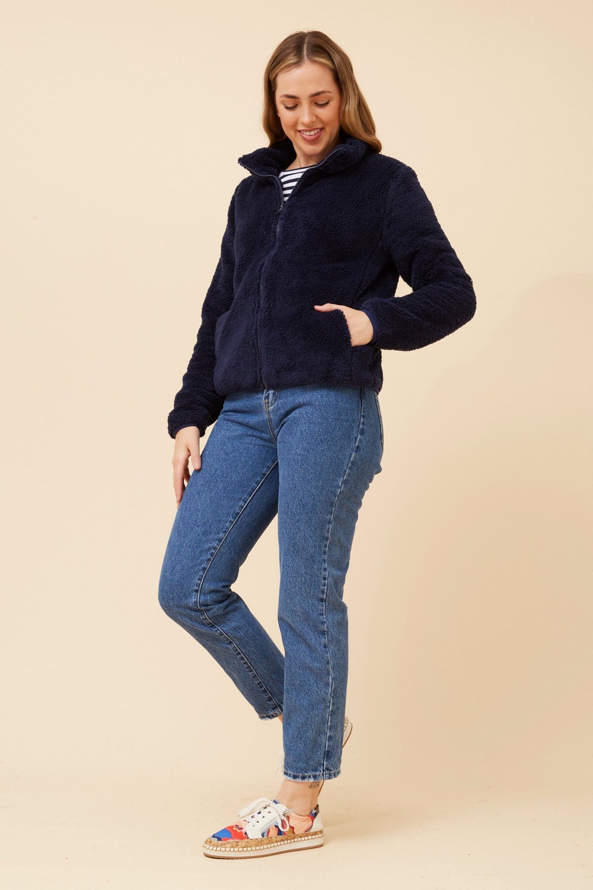Caroline Morgan Australia LYN TEDDY FUR JACKET (Navy)