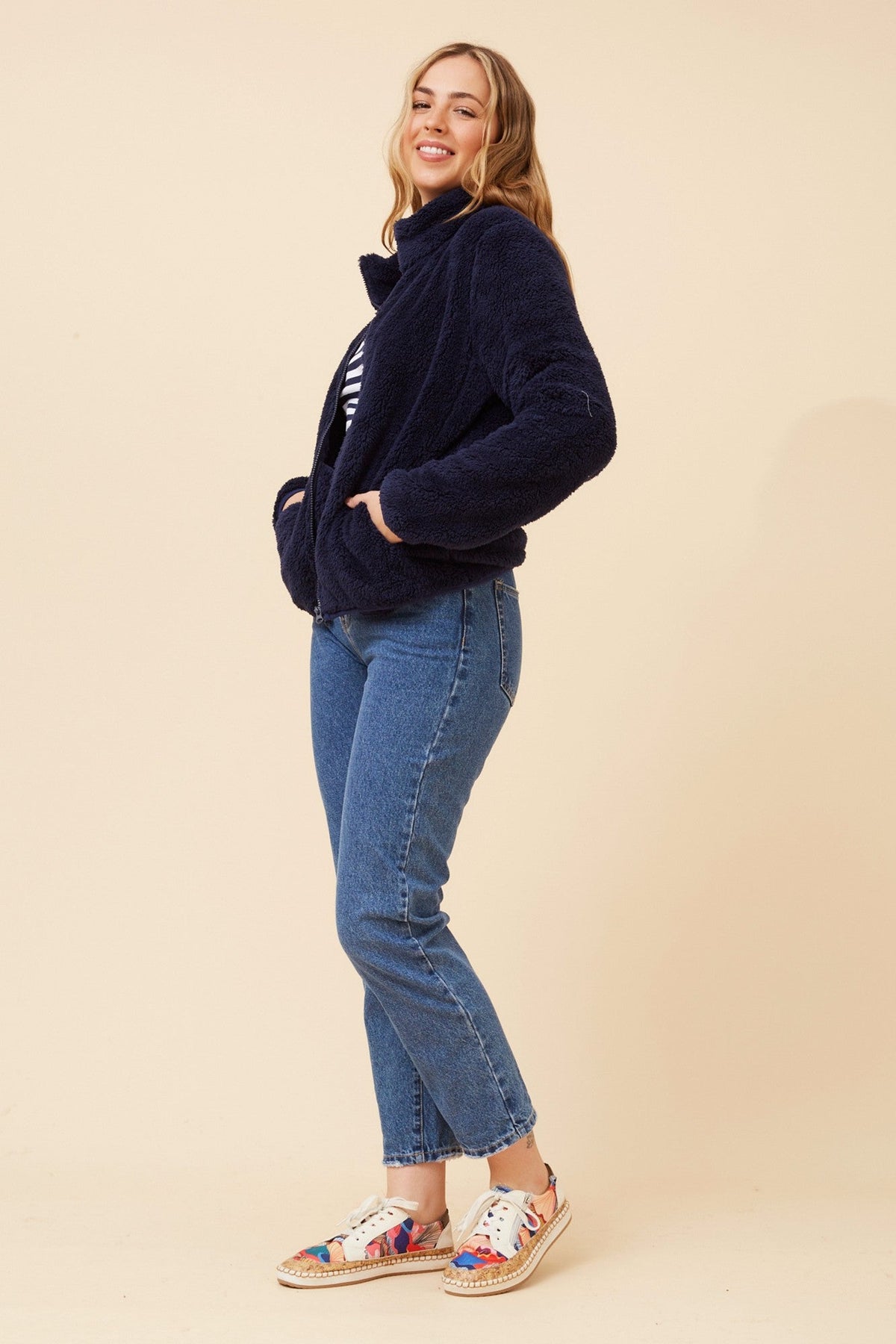 Caroline Morgan Australia LYN TEDDY FUR JACKET (Navy)