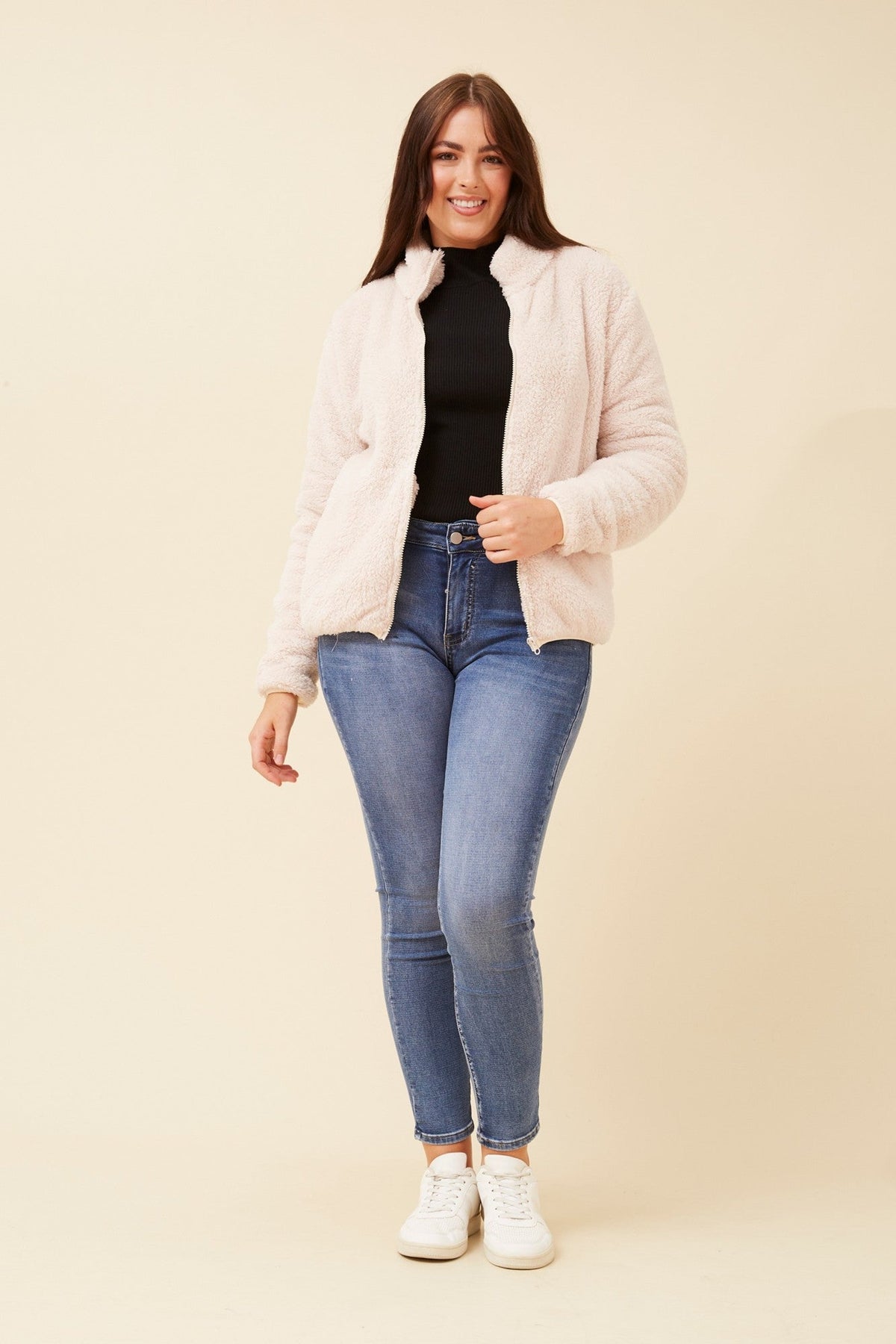 Caroline Morgan Australia LYN FAUX FUR JACKET (PLUS) (Ivory)