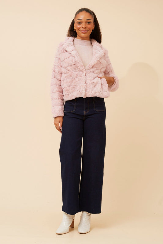 Caroline Morgan Australia MOSCOW FAUX FUR JACKET (Blush)
