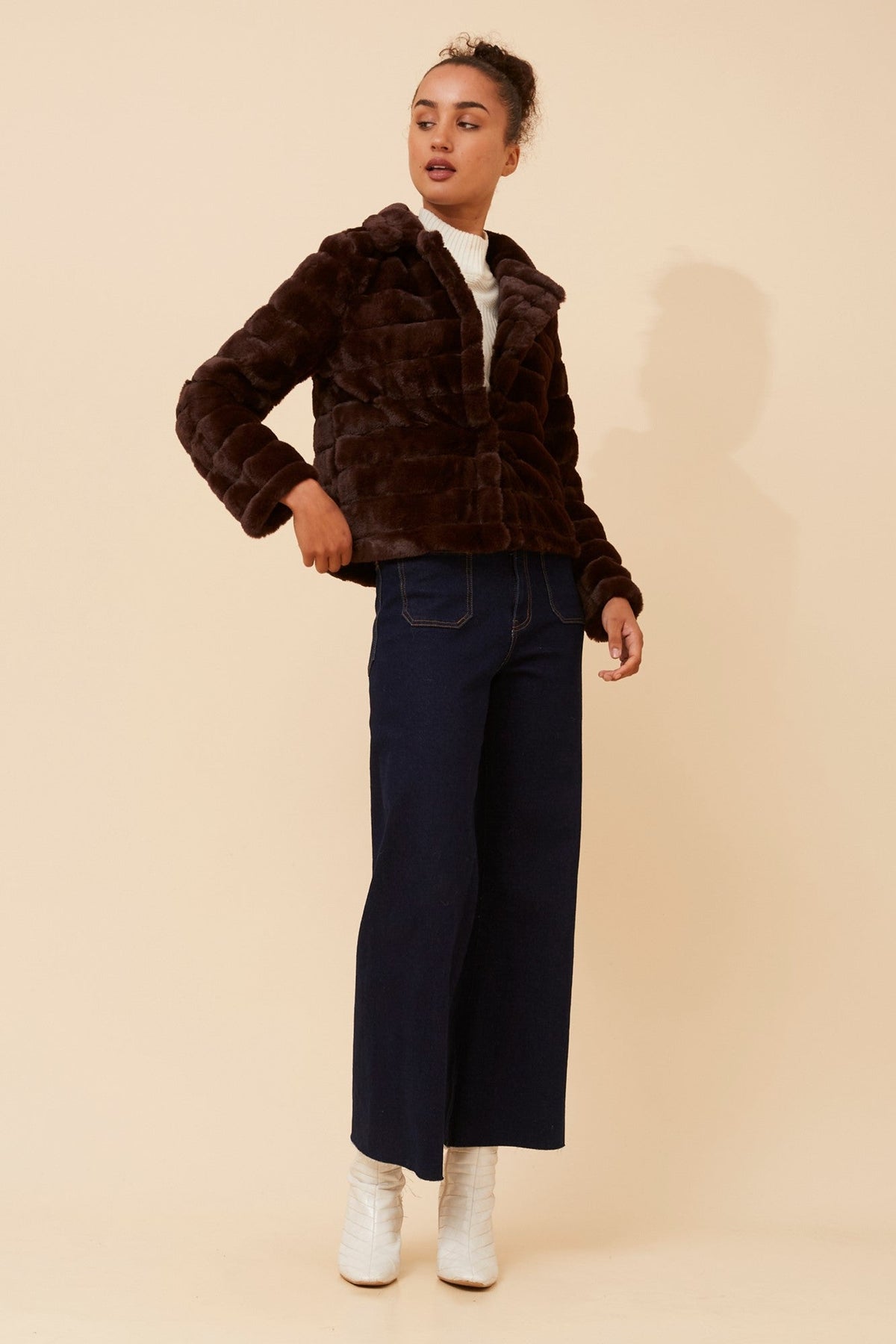 Caroline Morgan Australia MOSCOW FAUX FUR JACKET (Chocolate)