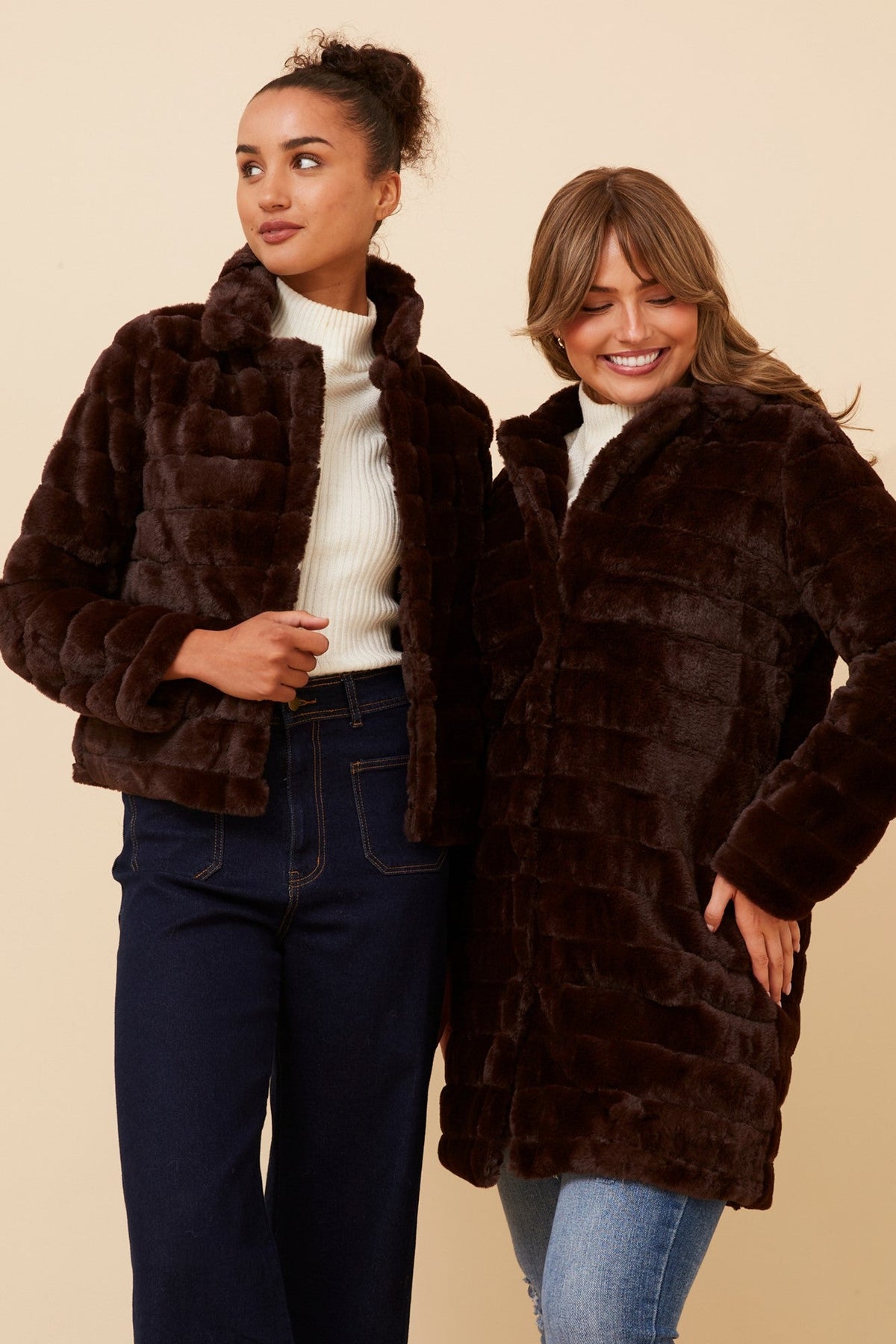Caroline Morgan Australia MOSCOW FAUX FUR JACKET (Chocolate)