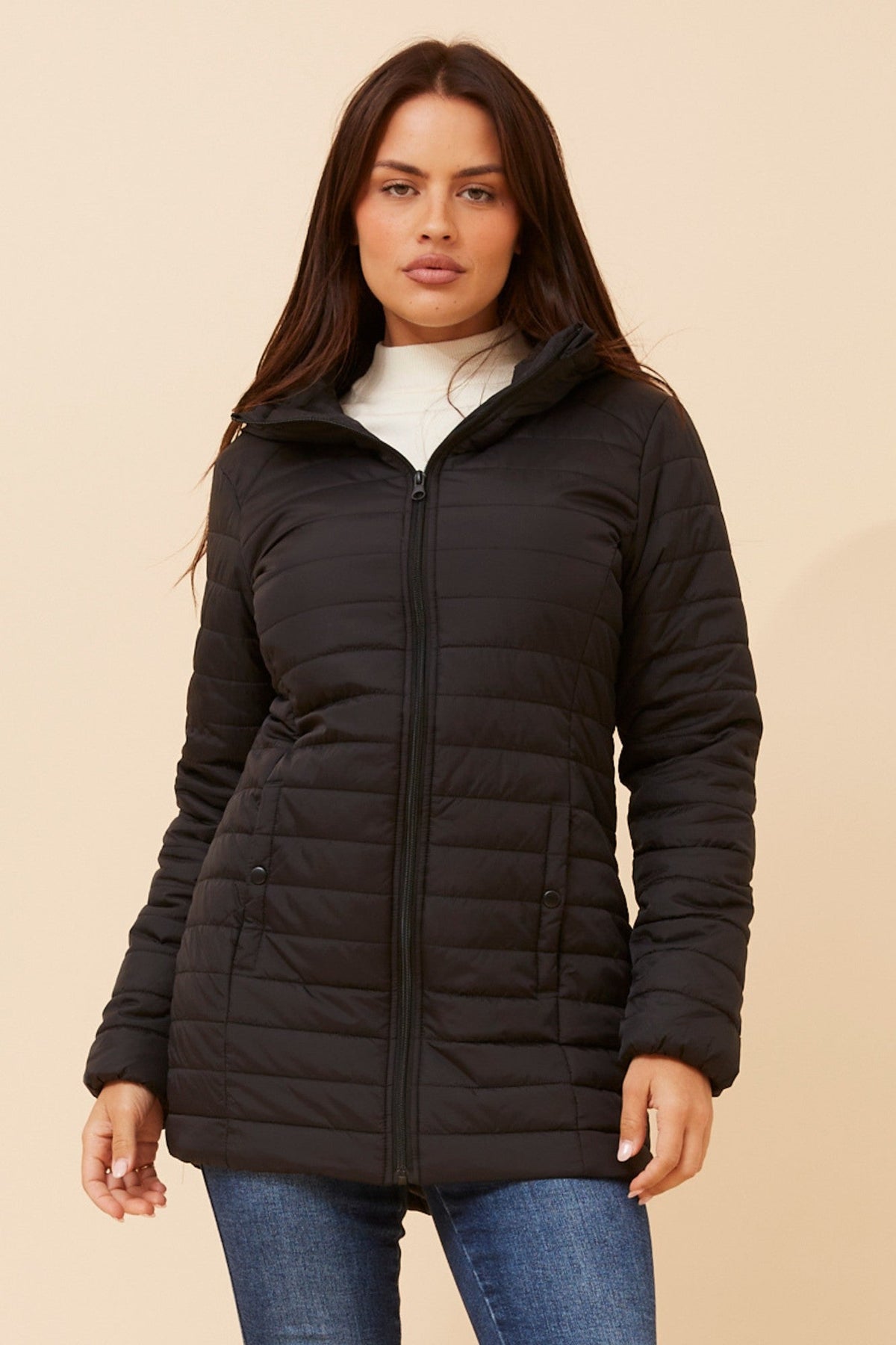 CARSON HOODED PUFFER JACKET (Black)