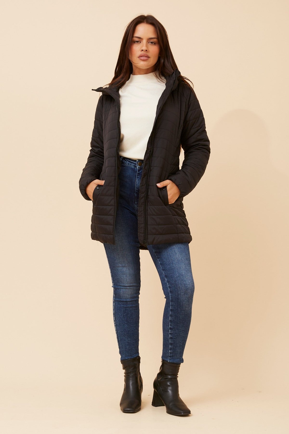 CARSON HOODED PUFFER JACKET (Black)