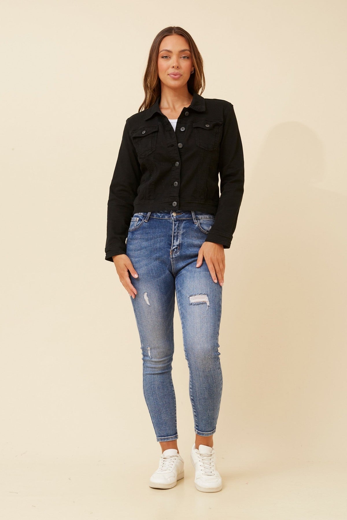 DESTINY SEQUIN WING DENIM JACKET (Black)