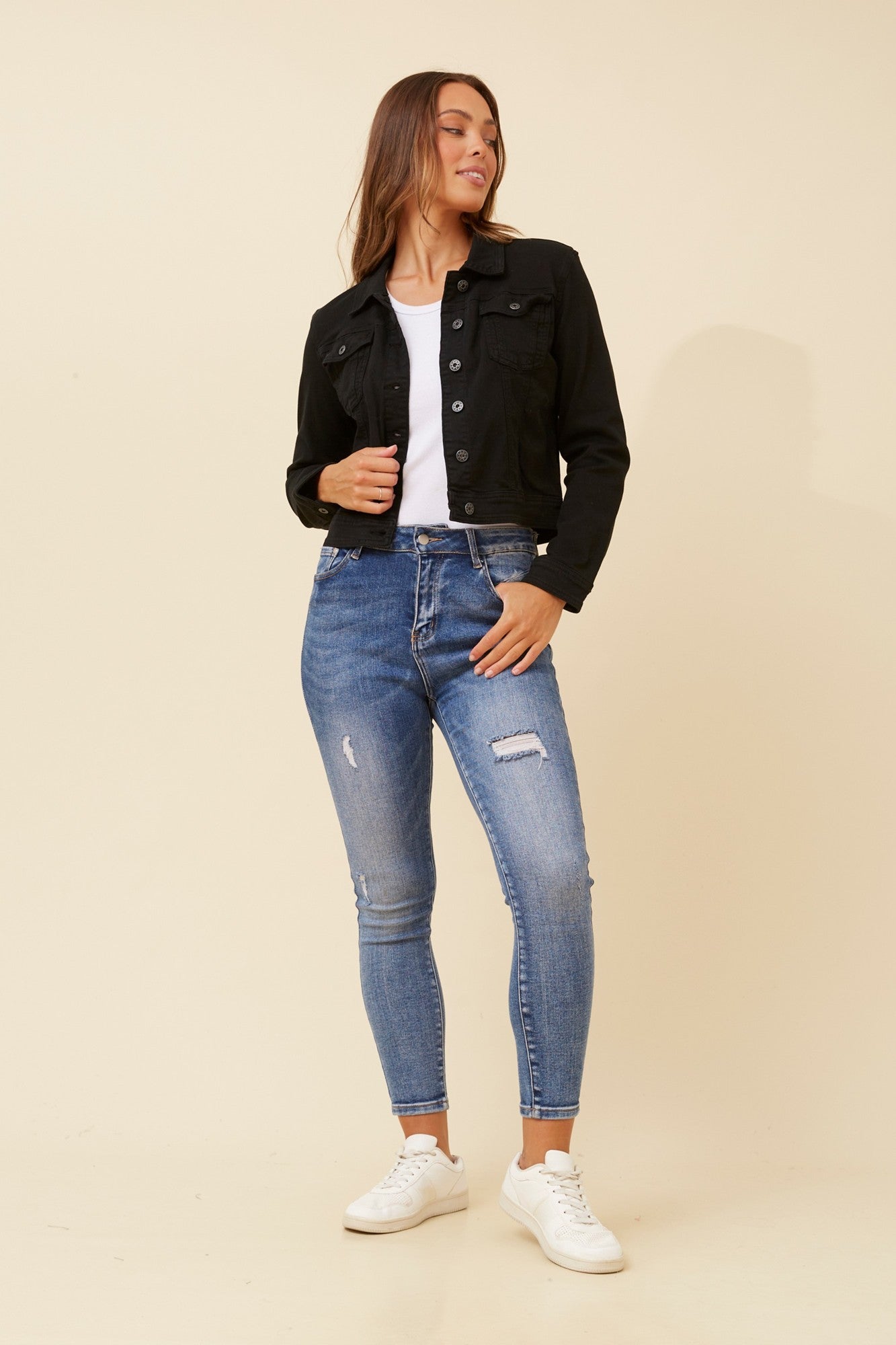 DESTINY SEQUIN WING DENIM JACKET (Black)